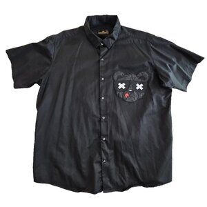 French Crown Super Soft Shirt Men's 48 Black X Glasses Tongue Bear EUC LNC
